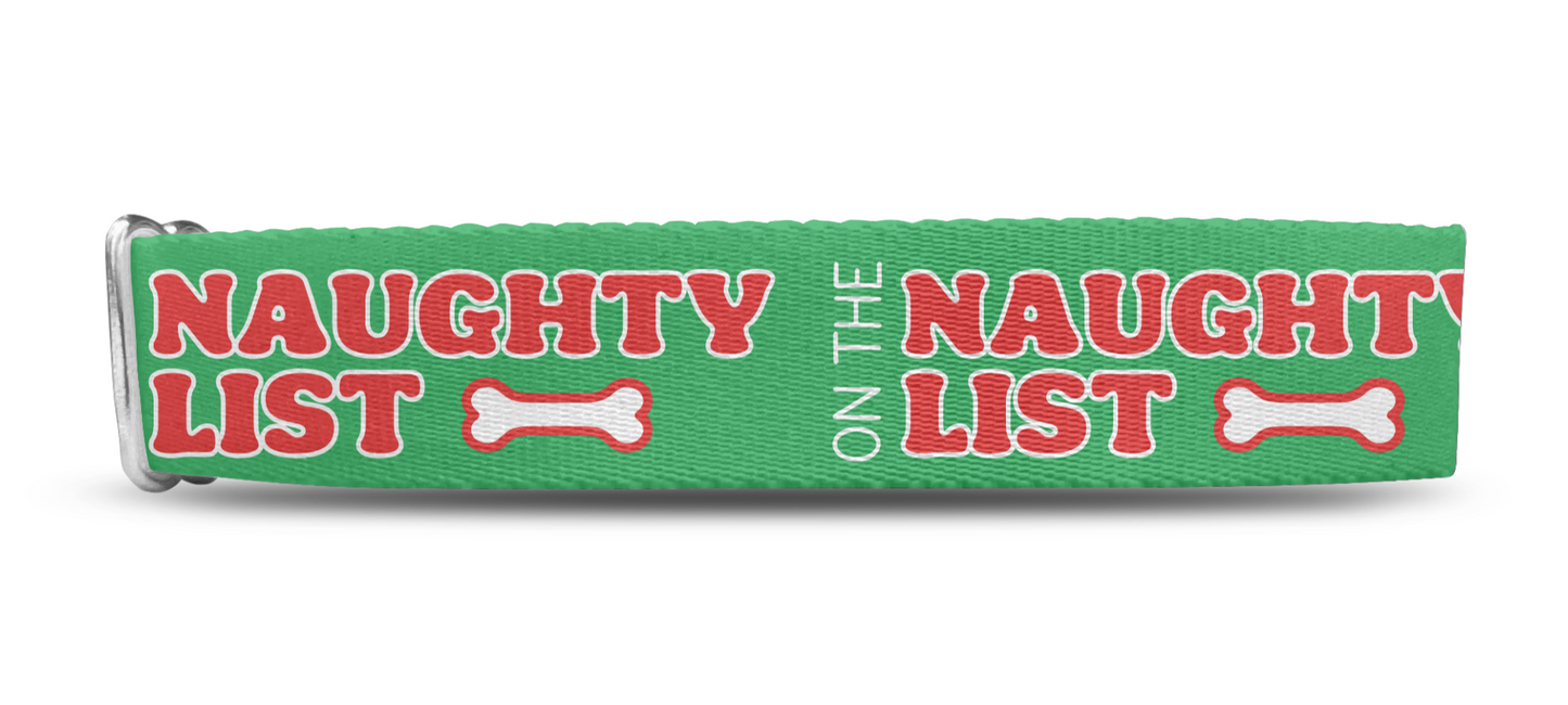 Christmas On The Naughty List Dog Collar 1.5"