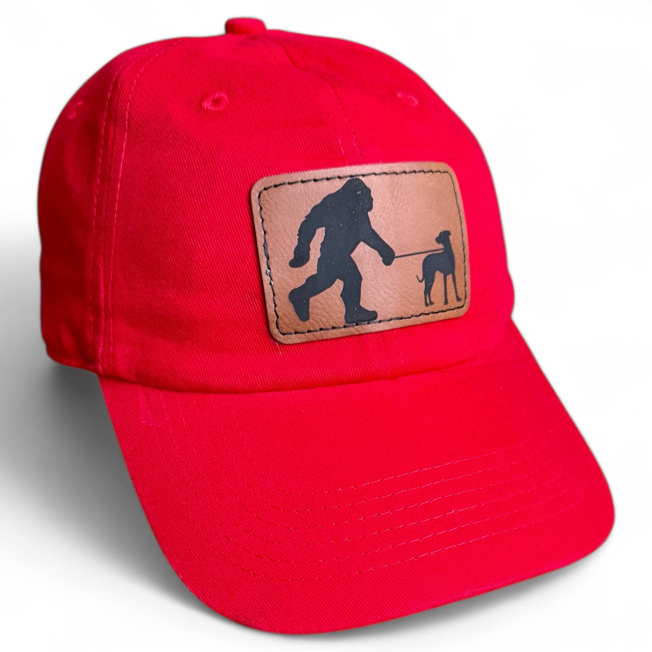 Sasquatch Bigfoot Walking Dog Baseball Hat Multiple Colors & Breeds