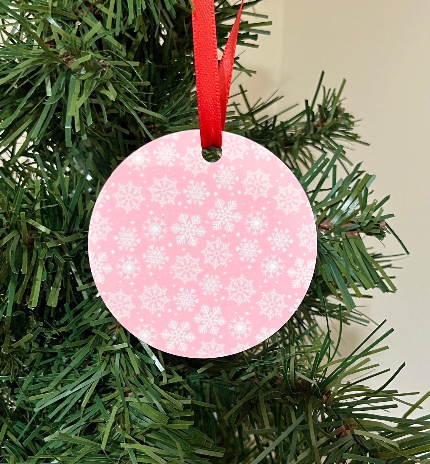 Personalized Zip Code City State Christmas Ornament PINK, Hometown Ornament