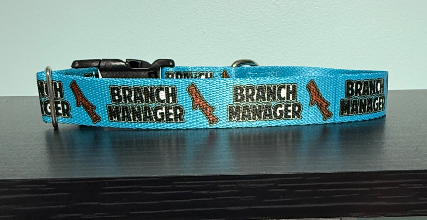 Branch Manager Nickname Dog Collar 1" Medium 14-18" Neck SALE Turquoise