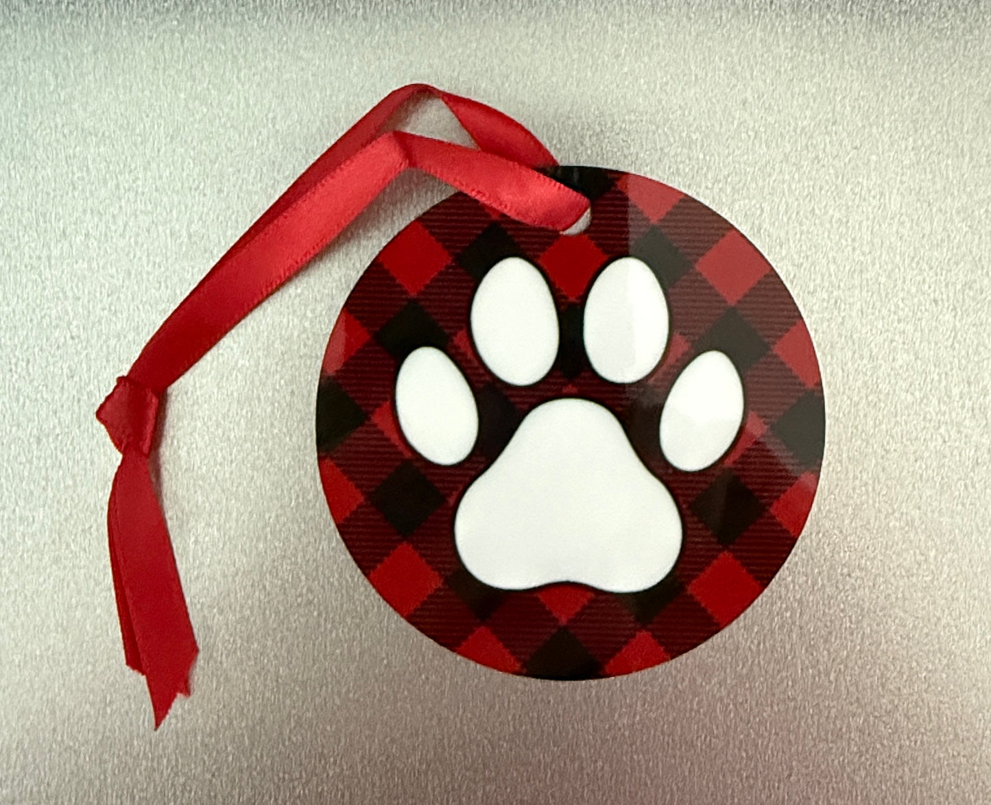 Buffalo Plaid Paw Christmas Ornament SALE