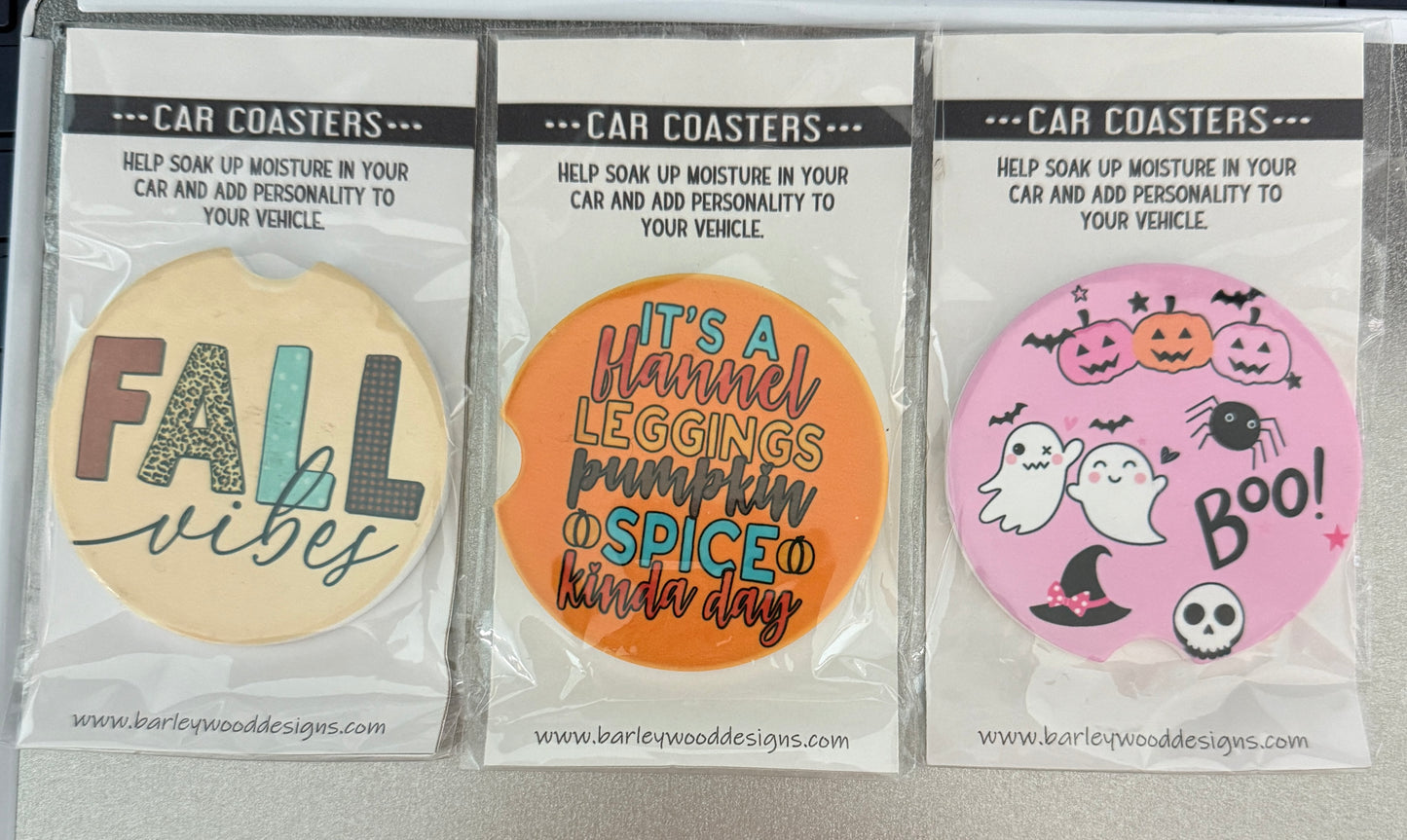 Fall/Halloween Themed Car Coasters SALE