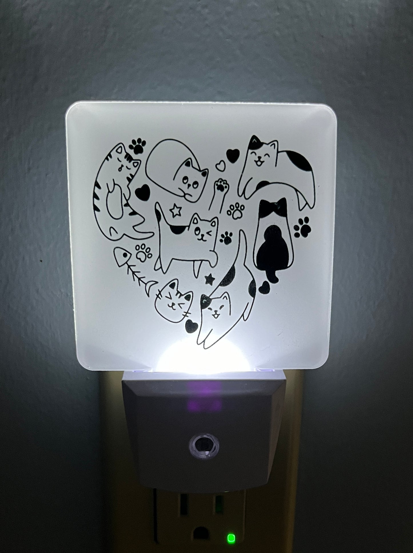Cat Collage Heart Night Light