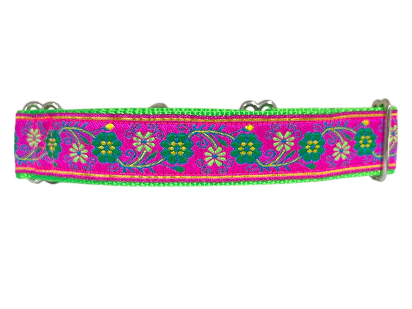 Lime Flowers Dog Collar 1.5" Width