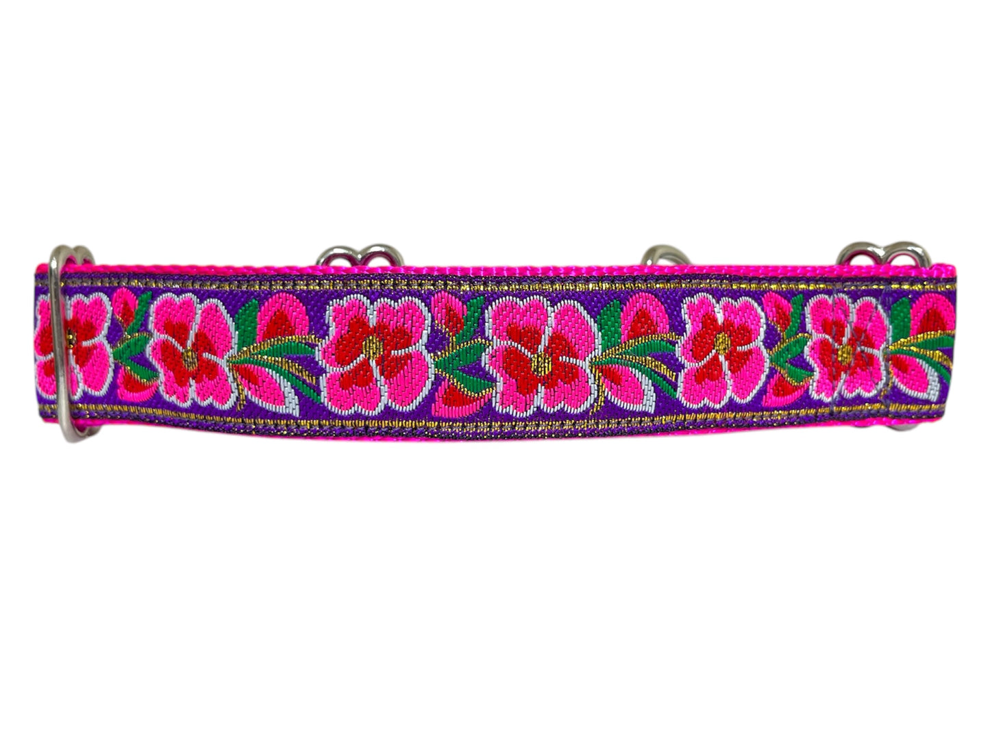 Pink Petals Diamond Dog Collar 1.5" Width