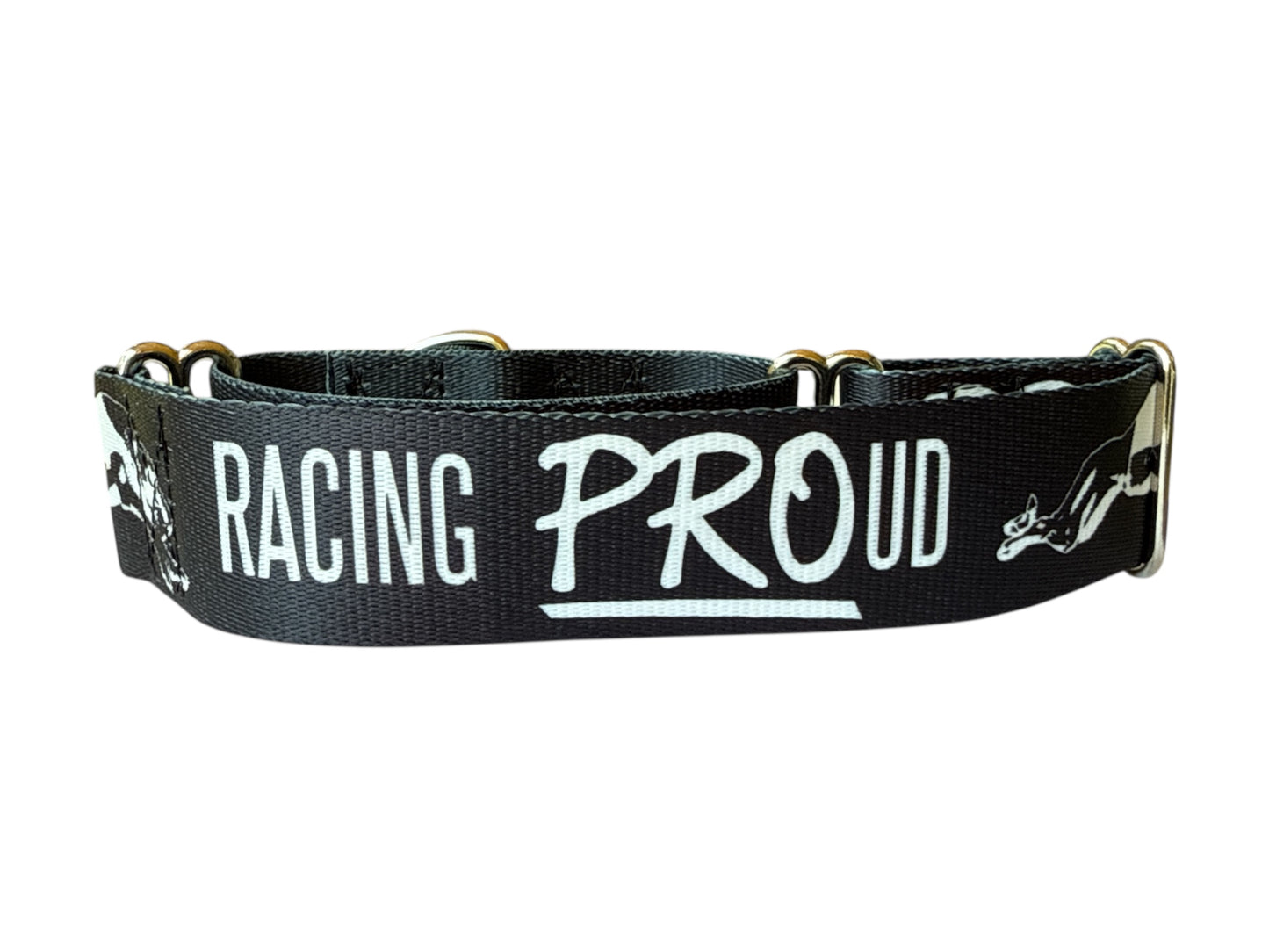Racing PROud Greyhound Martingale or House Collar Black