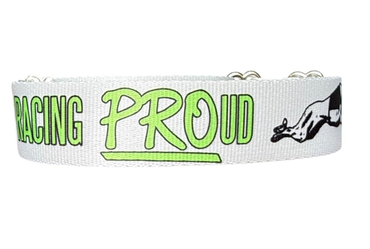 Racing PROud Greyhound Martingale or House Collar Gray