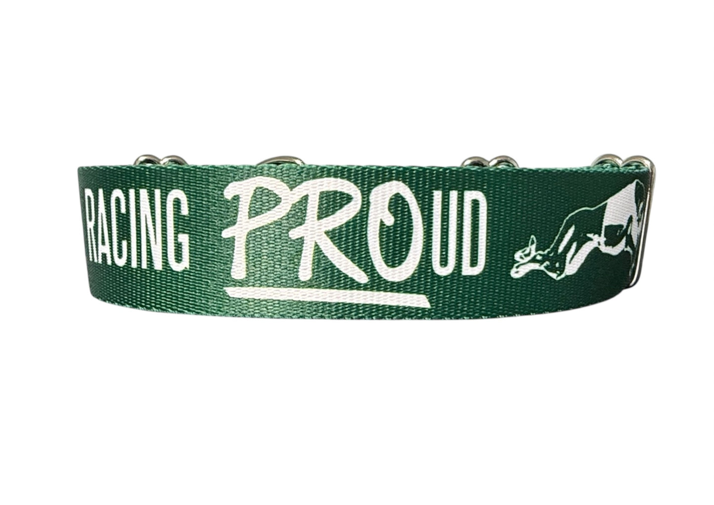 Racing PROud Greyhound Martingale or House Collar Dark Green