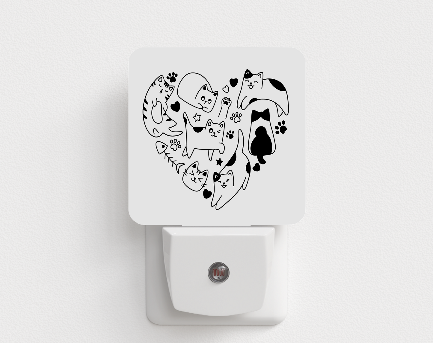 Cat Collage Heart Night Light
