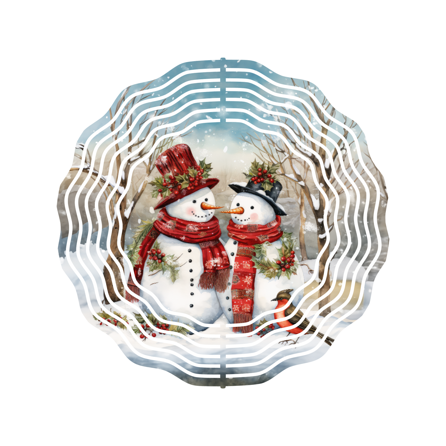 Christmas Snowmen Metal Wind Spinner 8"