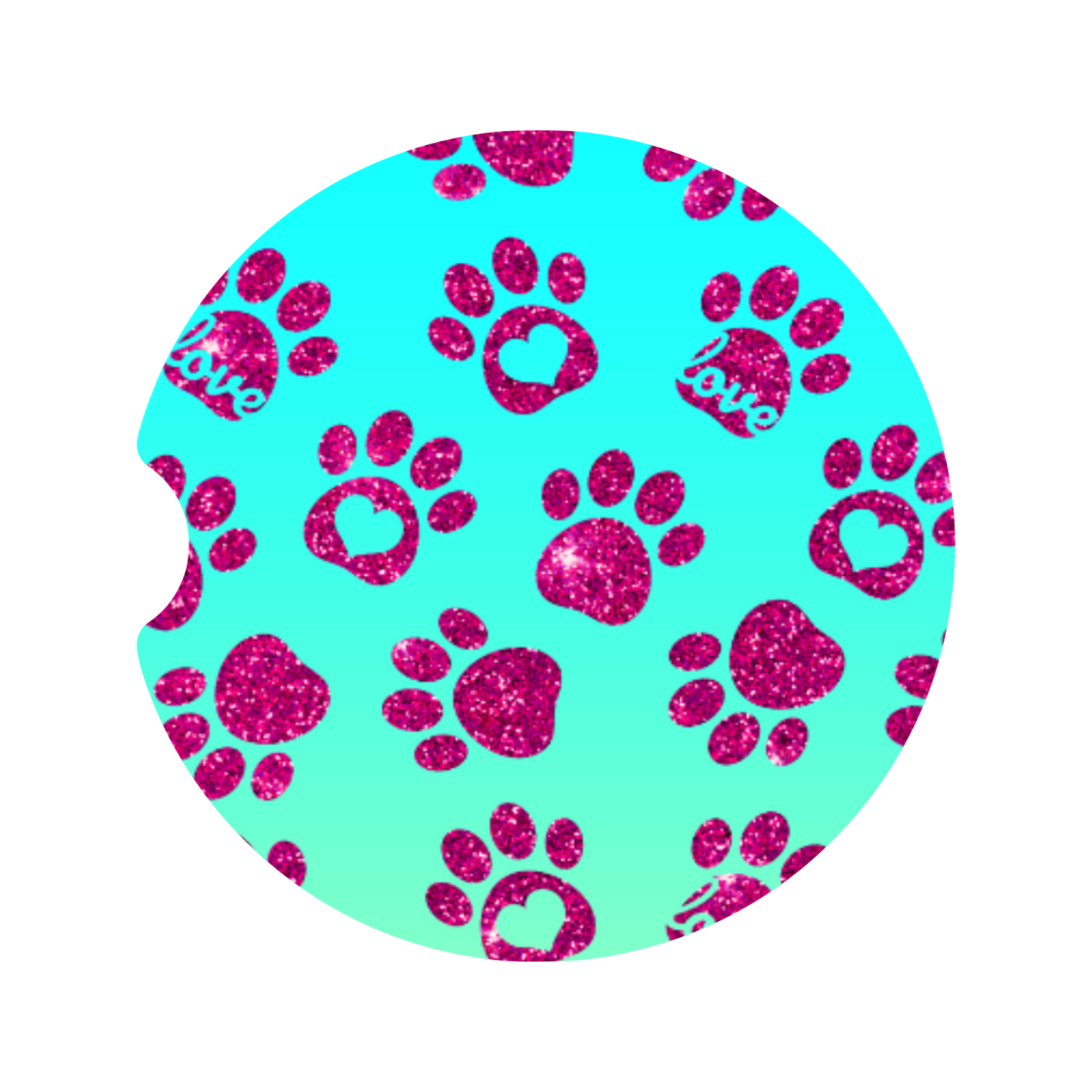 Turquoise Paws Car Coaster