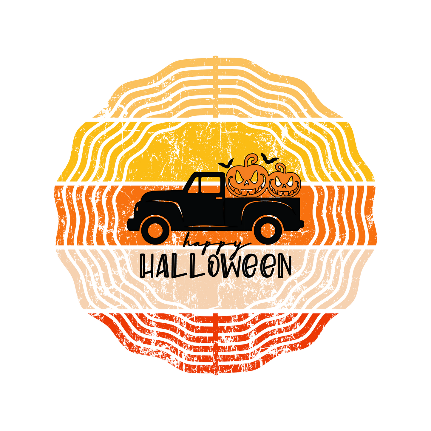 Happy Halloween Truck Metal Wind Spinner 8"