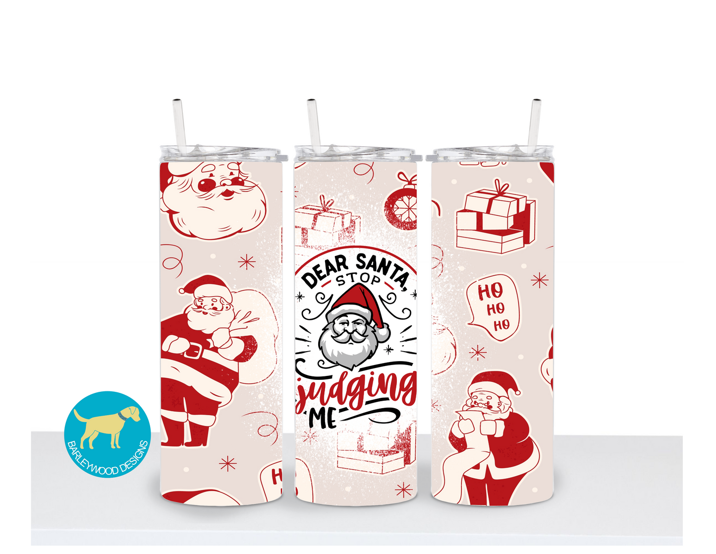 Dear Santa Stop Judging Me 20 oz. Stainless Steel Skinny Tumbler