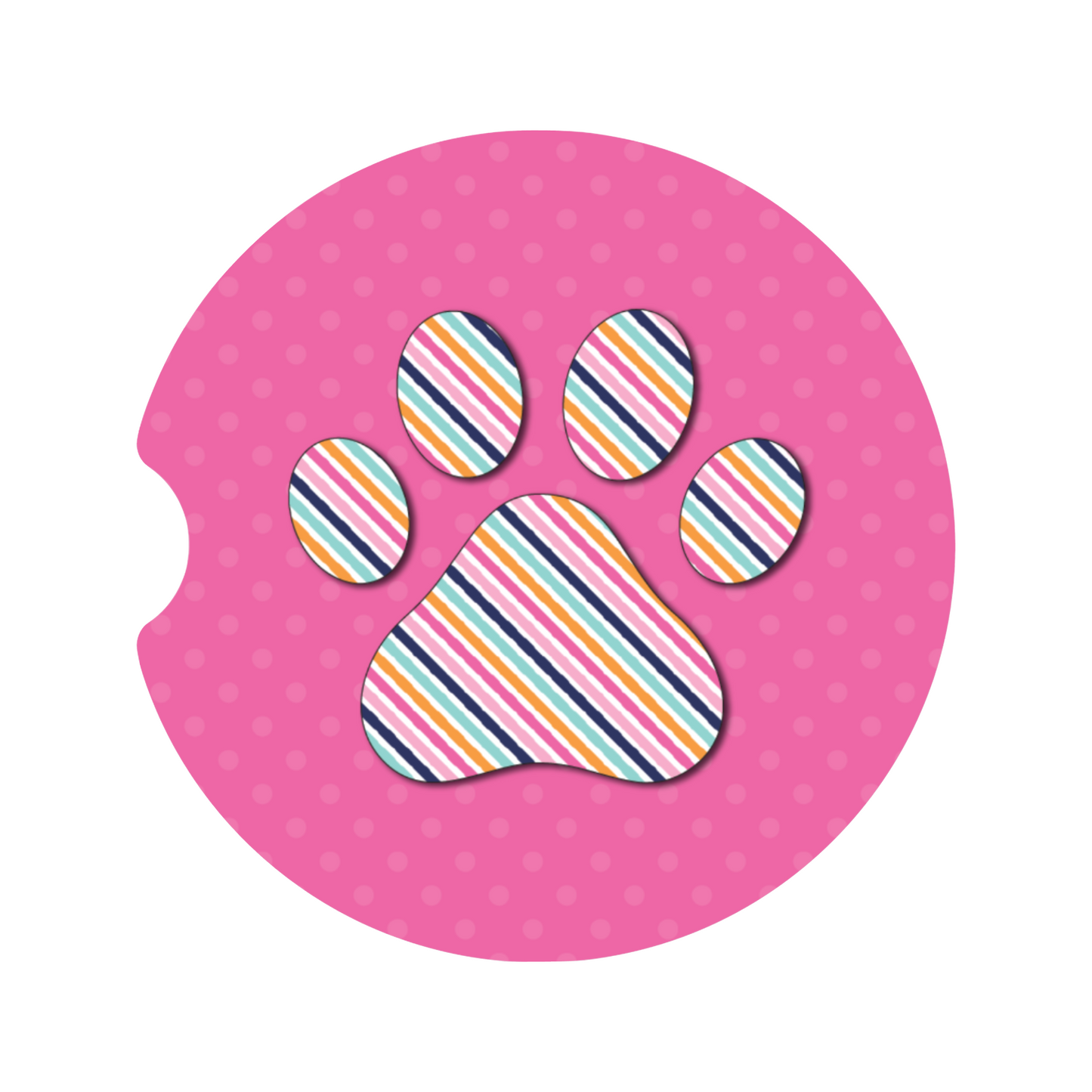 Pink Paw Print Car Coaster