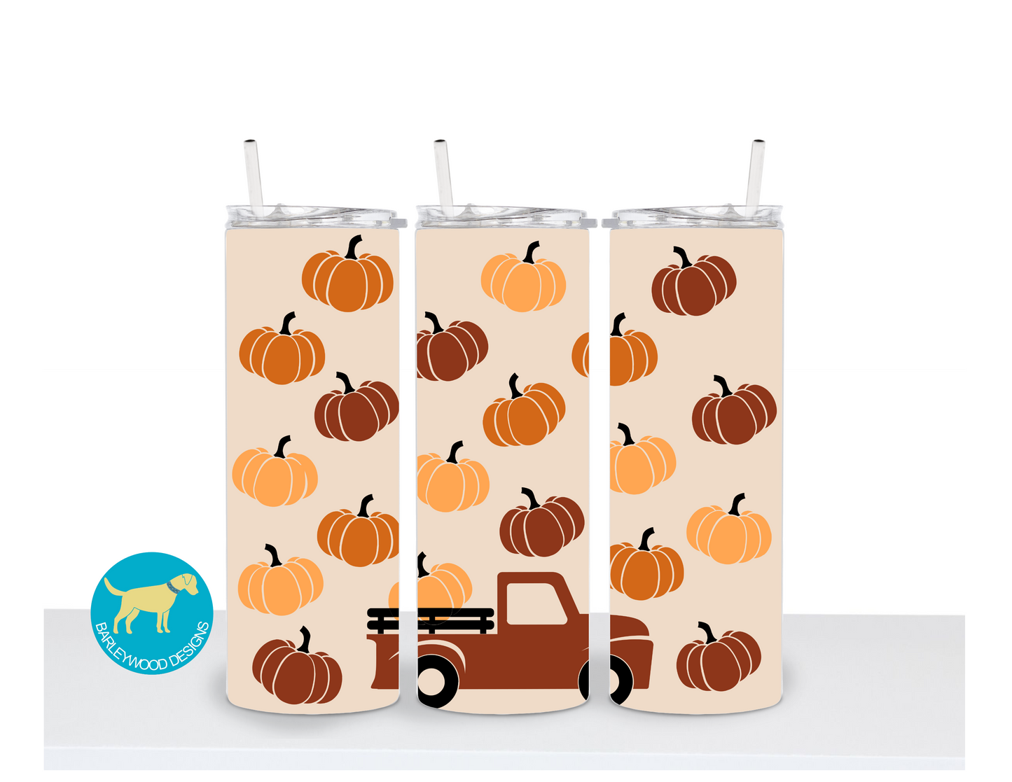 Fall Pumpkins Truck 20 oz. Stainless Steel Skinny Tumbler