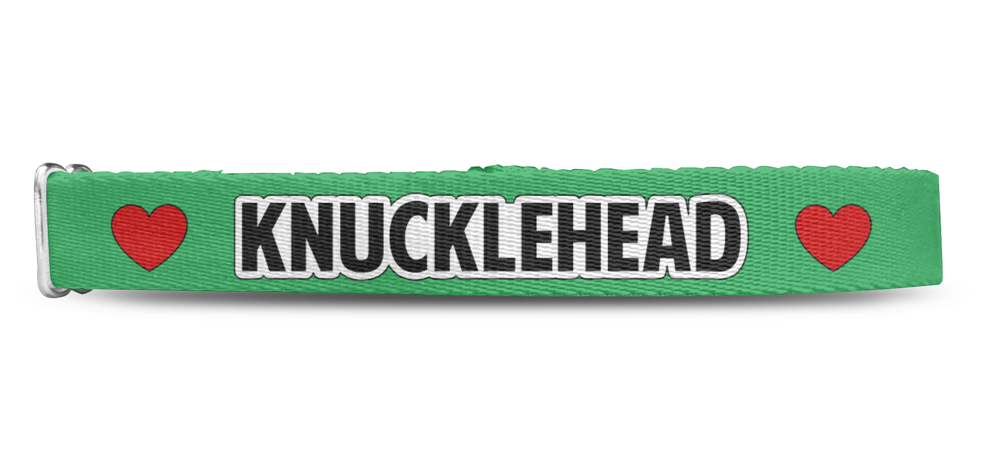 Knucklehead Dog Collar, Funny Dog Collar, Brat Dog Collar