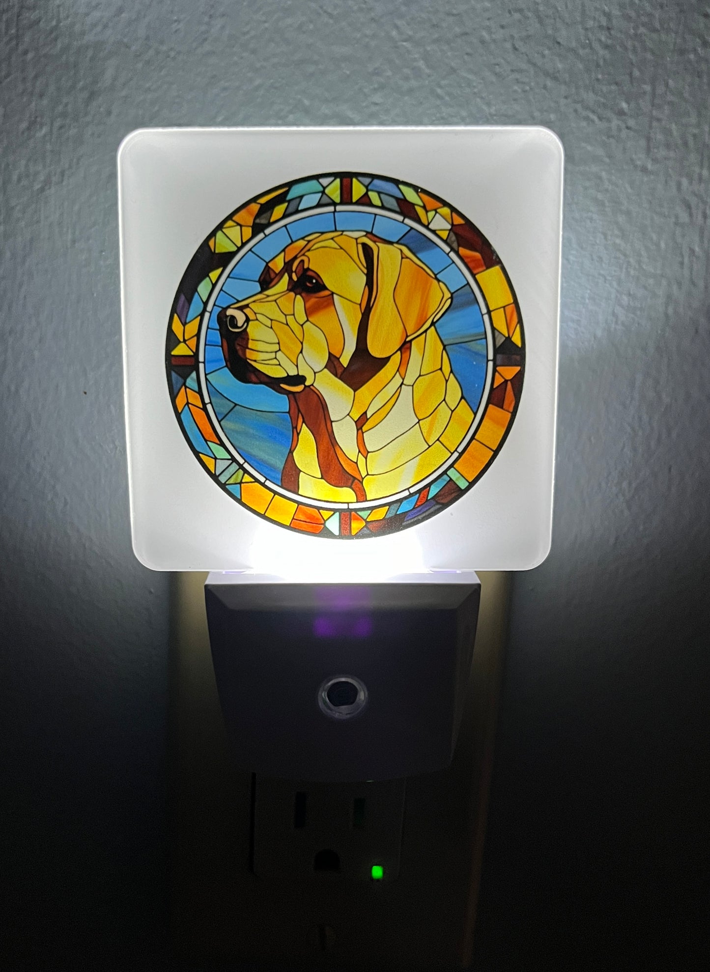 Yellow Labrador Stained Glass Night Light