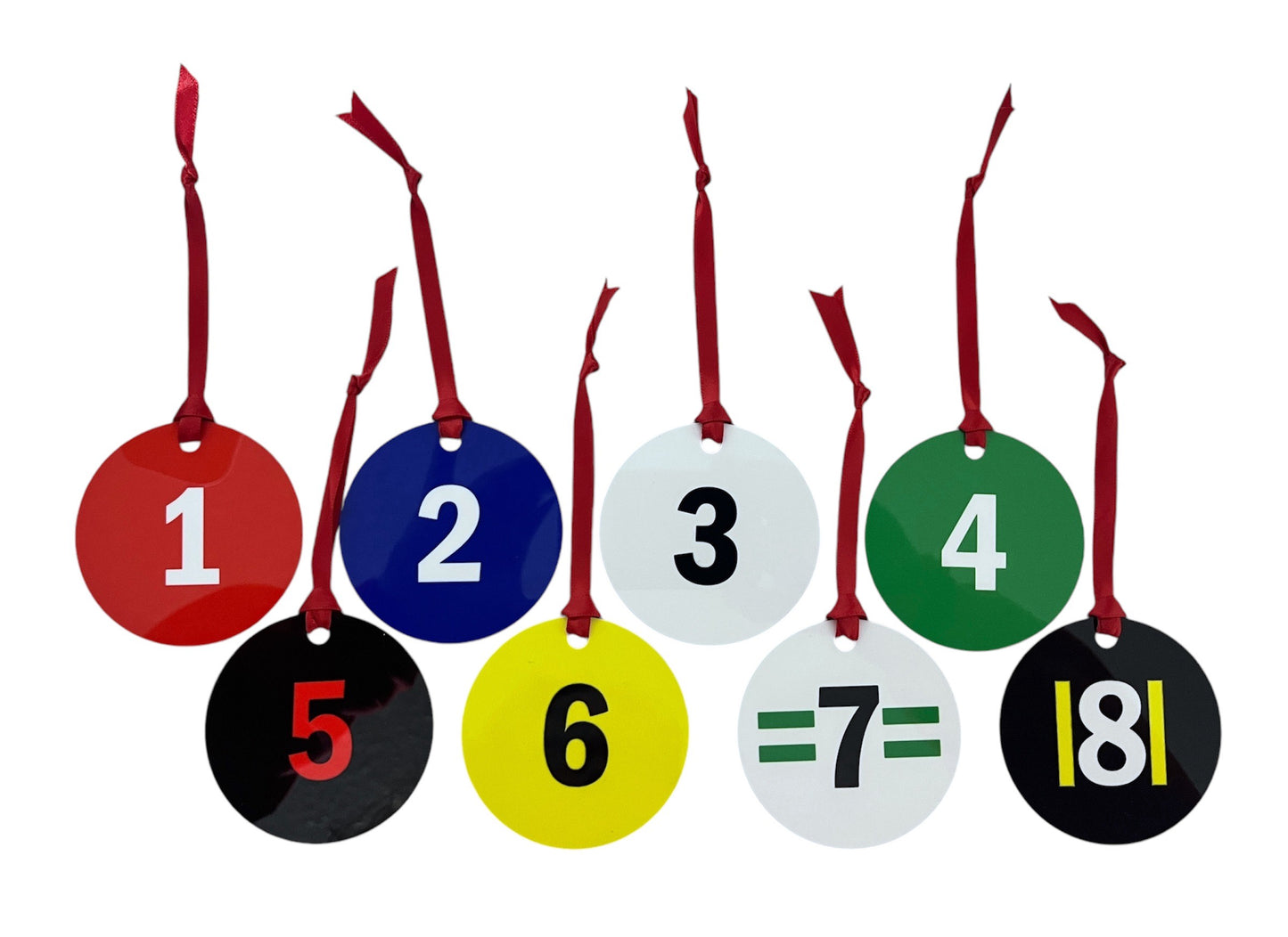 Greyhound Racing Numbers Christmas Ornaments Set of 8