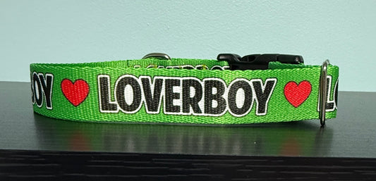 Loverboy Nickname Dog Collar 1" Medium 14-18" Neck SALE