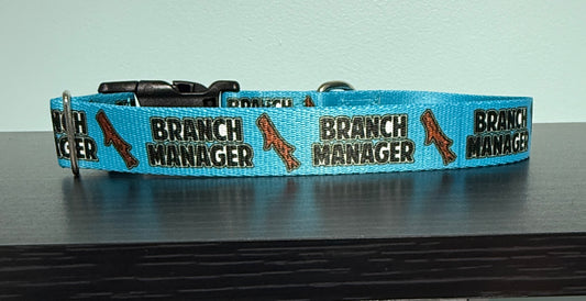 Branch Manager Nickname Dog Collar 1" Medium 14-18" Neck SALE Turquoise