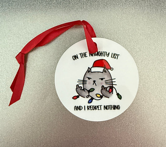 Naughty Cat Christmas Ornament SALE