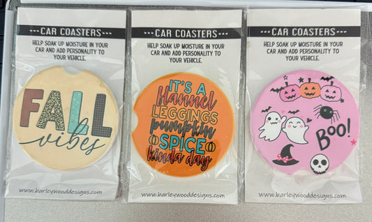 Fall/Halloween Themed Car Coasters SALE