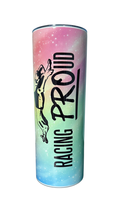 Racing PROud Rainbow 20 oz. Stainless Steel Skinny Tumbler