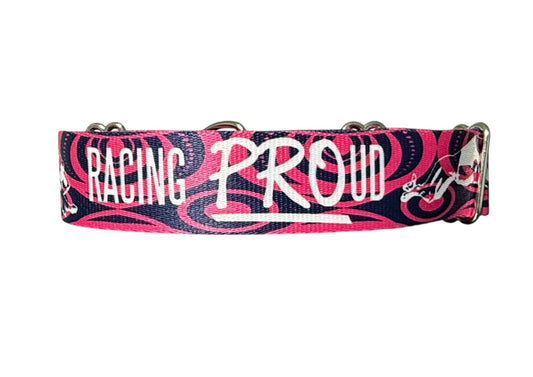 Racing PROud Greyhound Martingale or House Collar Pink Vortex