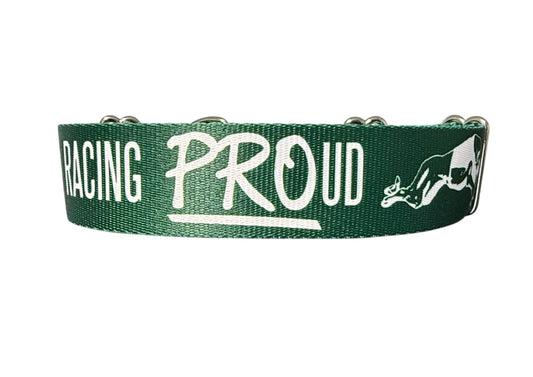 Racing PROud Greyhound Martingale or House Collar Dark Green