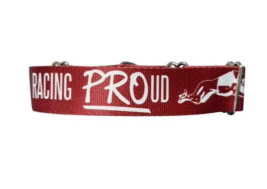 Racing PROud Greyhound Martingale or House Collar Burgundy