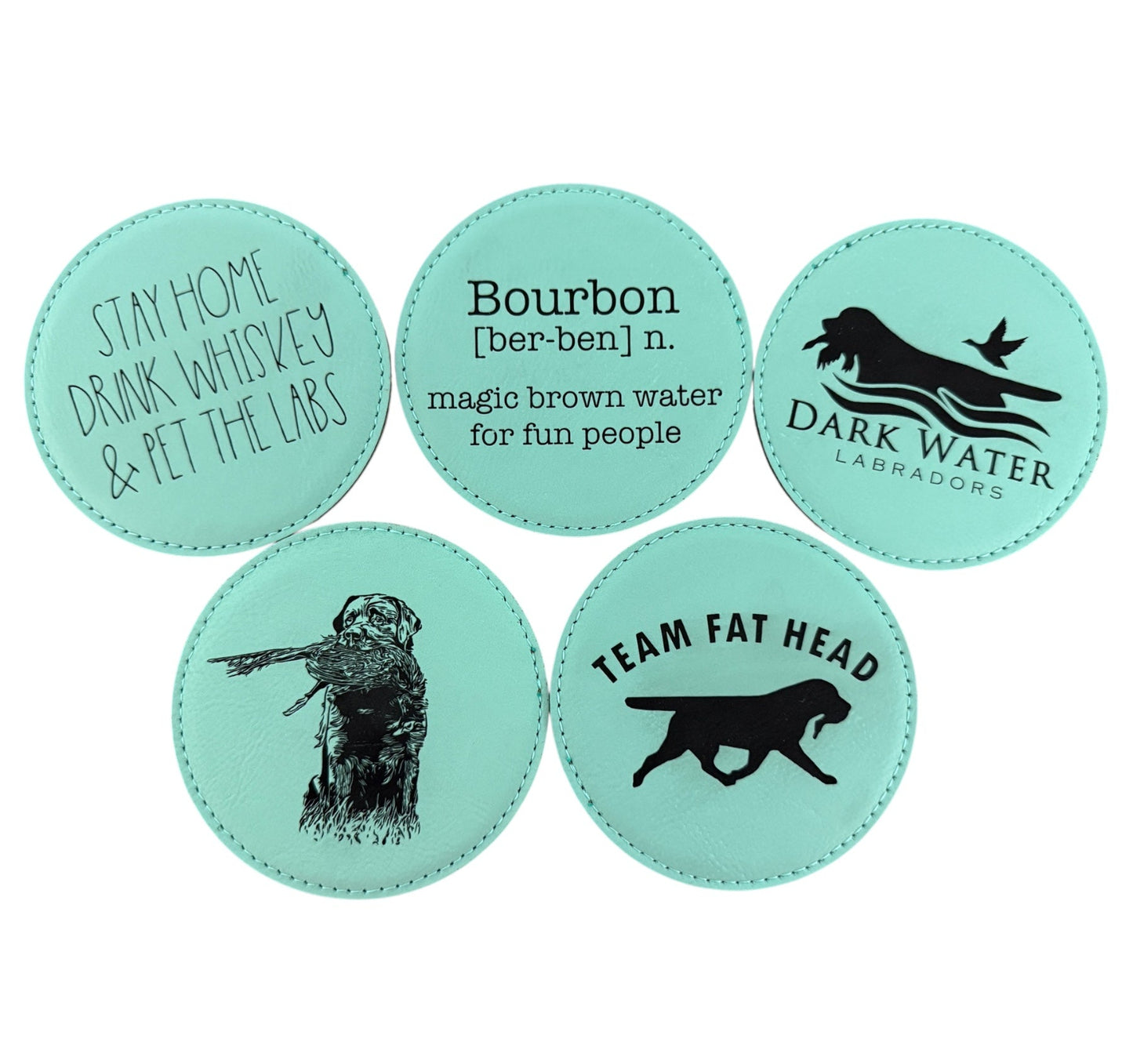 Custom Faux Leather Laser Engraved Drink Coasters 4" Round