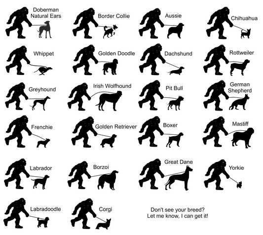 Sasquatch Bigfoot Walking Dog Baseball Hat Multiple Colors & Breeds