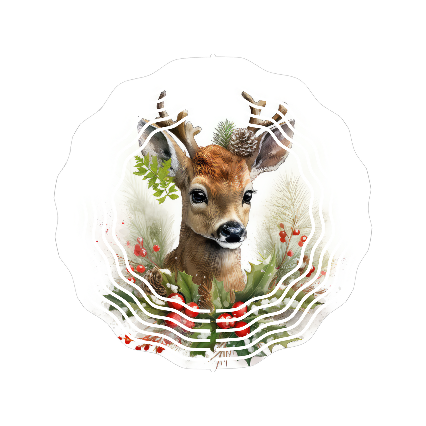 Christmas Deer Metal Wind Spinner 8"