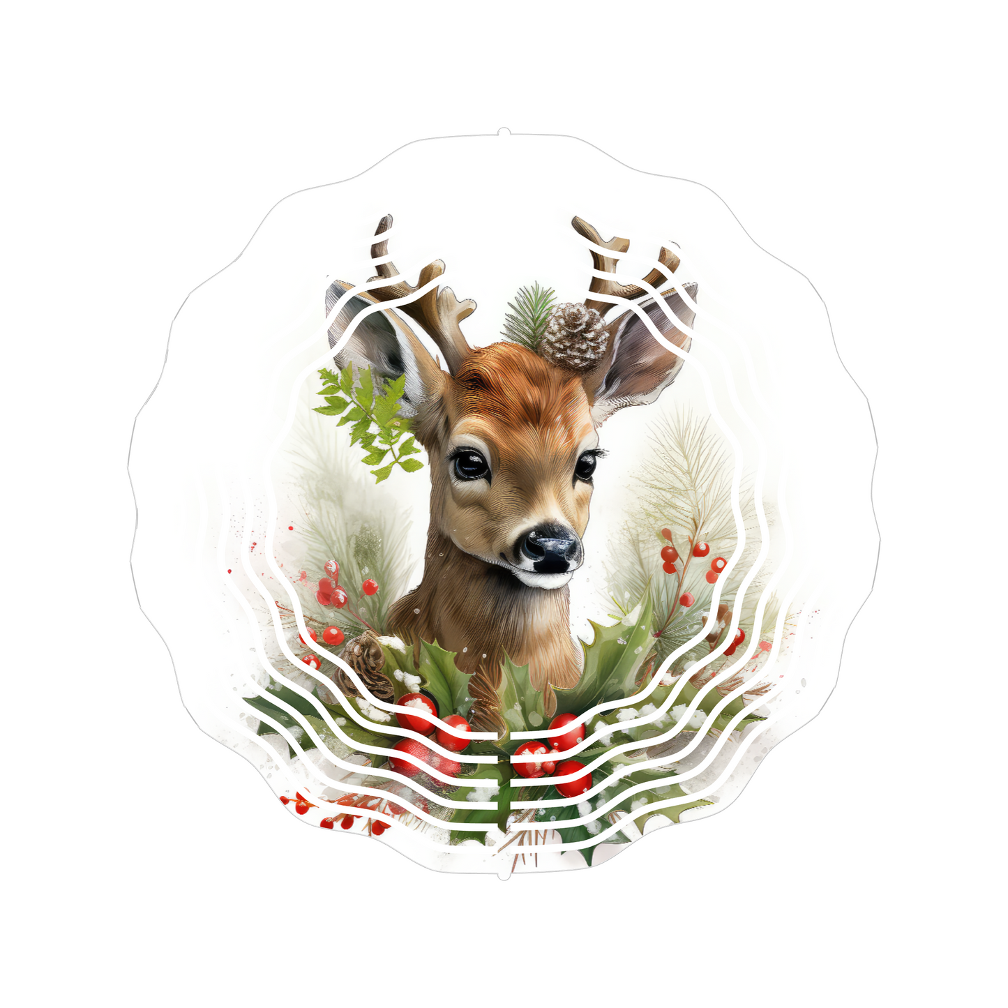 Christmas Deer Metal Wind Spinner 8", Yard Art, Garden Art, Sun Catcher