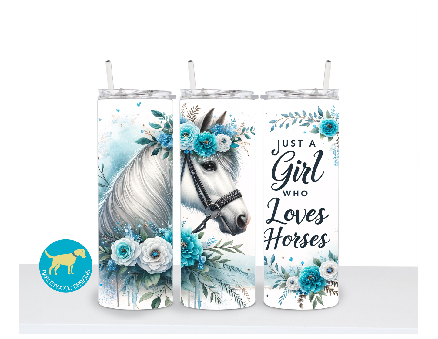 Just A Girl Who Loves Horses 20 oz. Stainless Steel Skinny Tumbler