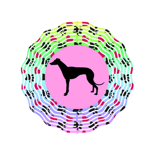 Greyhound Pink Wind Spinner 8", Yard Art, Garden Art, Sun Catcher