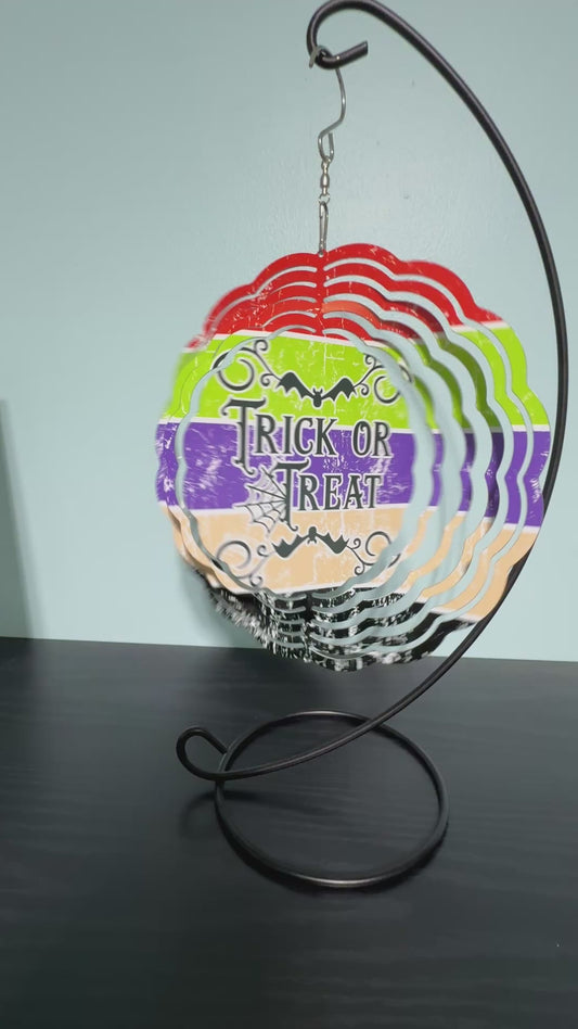 Trick or Treat Halloween Spinner 8", Yard Art, Garden Art, Sun Catcher SALE