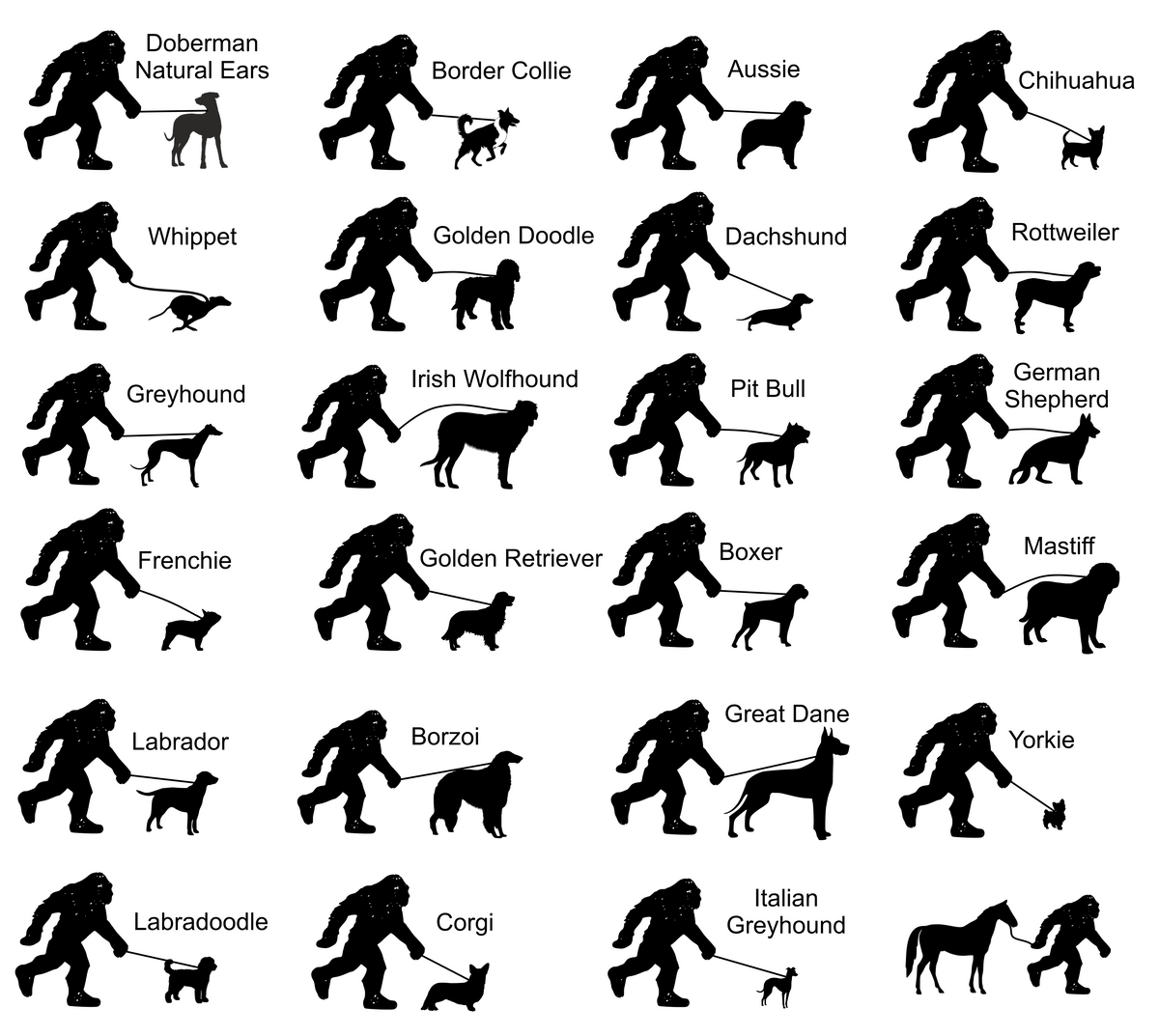 Sasquatch Bigfoot Walking Dog Baseball Hat Multiple Colors & Breeds