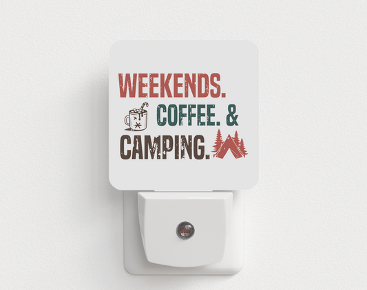 Weekends Coffee and Camping Night Light