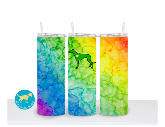 Greyhound Whippet Rainbow Colors 20 oz. Stainless Steel Skinny Tumbler