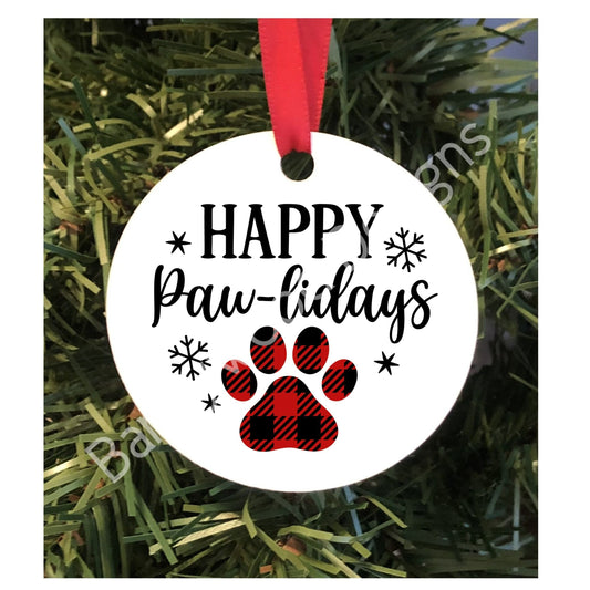 Happy Pawlidays Christmas Dog Ornament