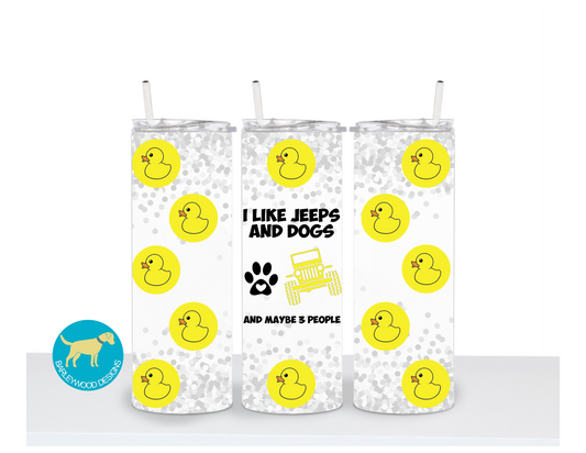 I Like Jeeps And Dogs And Maybe 3 People 20 oz. Stainless Steel Skinny Tumbler