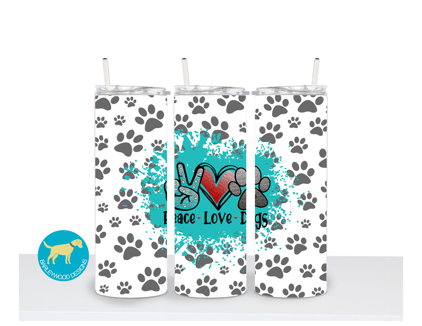 Peace Love Dogs 20 oz. Stainless Steel Skinny Tumbler