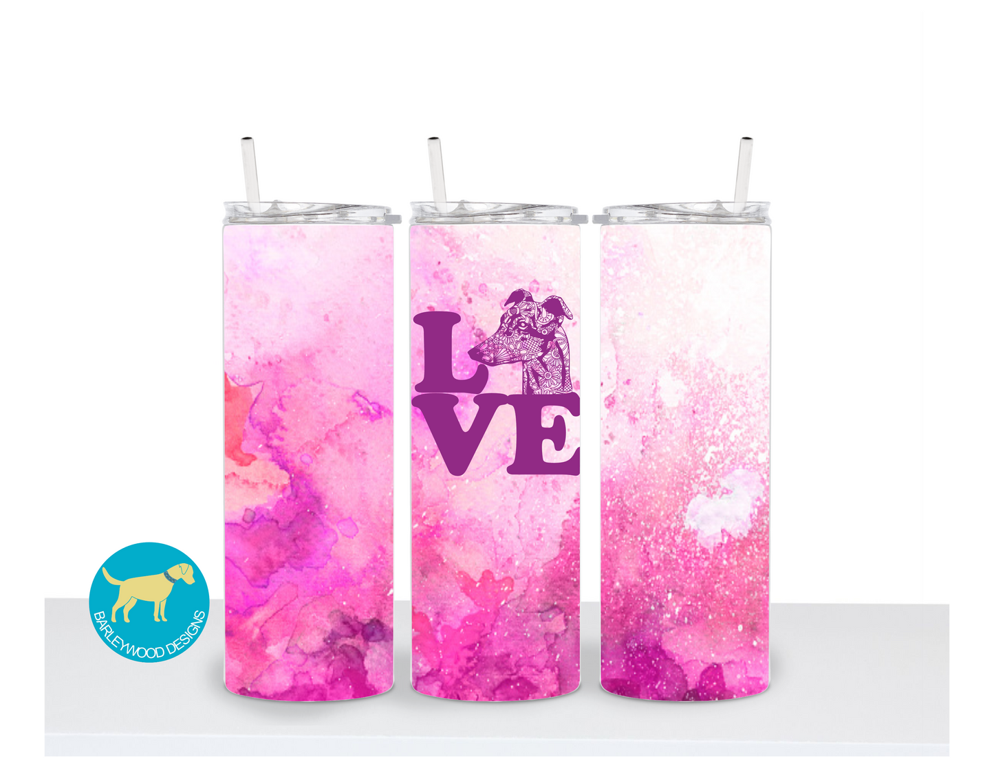 Pink Greyhound Whippet 20 oz. Stainless Steel Skinny Tumbler