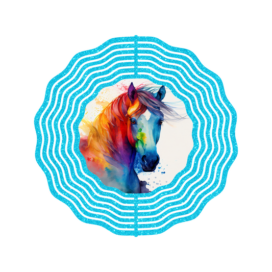 Rainbow Horse Metal Wind Spinner 8"