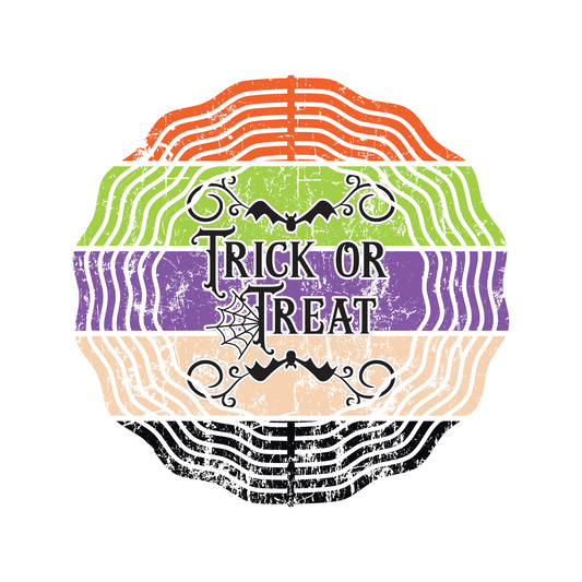 Trick or Treat Halloween Metal Wind Spinner 8", Yard Art, Garden Art, Sun Catcher